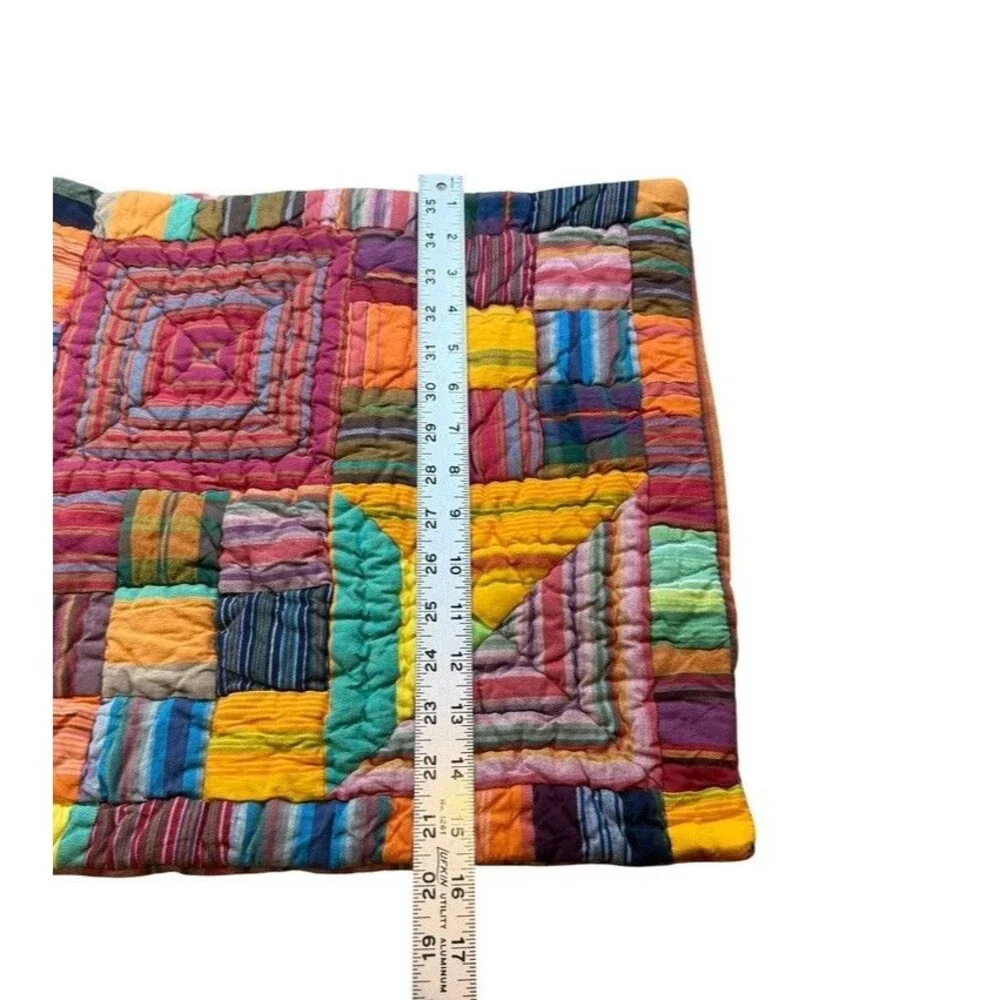 The Company Store Quilted Pillow Sham Throw Size Square Colorful Bright Cotton